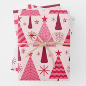 Weihnachtsbäume, Bonbons und Streifen in Rot und R Geschenkpapier Set (Beispiel)