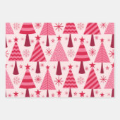 Weihnachtsbäume, Bonbons und Streifen in Rot und R Geschenkpapier Set (Vorderseite)