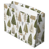 Weihnachtsbäume braun und grün große geschenktüte (Rückseite Schrägansicht)