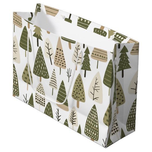 Weihnachtsbäume braun und grün große geschenktüte (Vorderseite Schrägansicht)