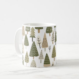 Weihnachtsbäume braun und grün kaffeetasse