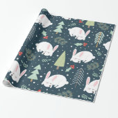 Weihnachtsbäume & Bunnies Feiertag Bunny Rustikal Geschenkpapier (Ungerollt)