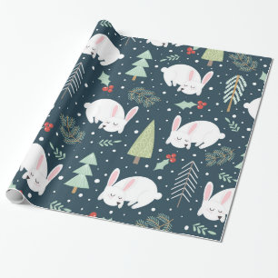Weihnachtsbäume & Bunnies Feiertag Bunny Rustikal Geschenkpapier