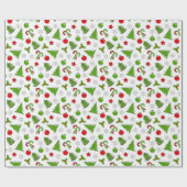 Weihnachtsbäume, Candy Canes Stars und Bausteine Geschenkpapier (Flach)