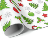 Weihnachtsbäume, Candy Canes Stars und Bausteine Geschenkpapier (Rolleneckpunkt)