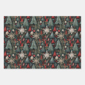 Weihnachtsbäume, Candyland-Häuser, Schneeflocken S Geschenkpapier Set (Vorderseite 3)