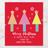 Weihnachtsbäume Coole Kunst Personalisierter Name  Weinetikett (Einzelnes Label)