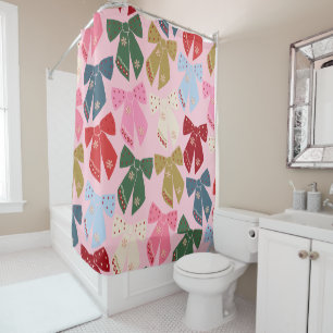 Weihnachtsbäume Coquette Pink Duschvorhang