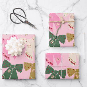 Weihnachtsbäume Coquette Pink Geschenkpapier Set