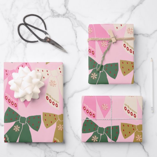 Weihnachtsbäume Coquette Pink Geschenkpapier Set (Vorderseite)