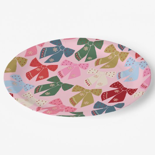 Weihnachtsbäume Coquette Pink Pappteller (Schrägansicht)