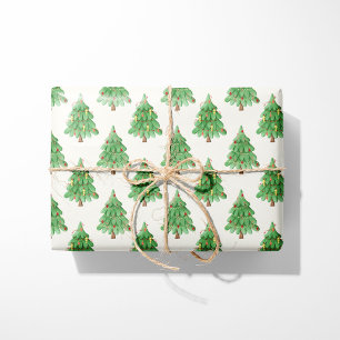 Weihnachtsbäume - Cremes Hintergrund Geschenkpapier