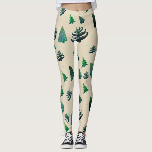 Weihnachtsbäume Custom Leggings (Vorderseite)