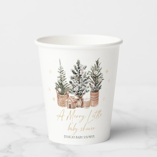 Weihnachtsbäume eine lustige kleine Babydusche Pappbecher (Rückseite)