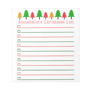 Weihnachtsbäume Einkaufsliste Personalisiertes Not Notizblock