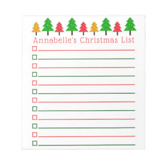 Weihnachtsbäume Einkaufsliste Personalisiertes Not Notizblock