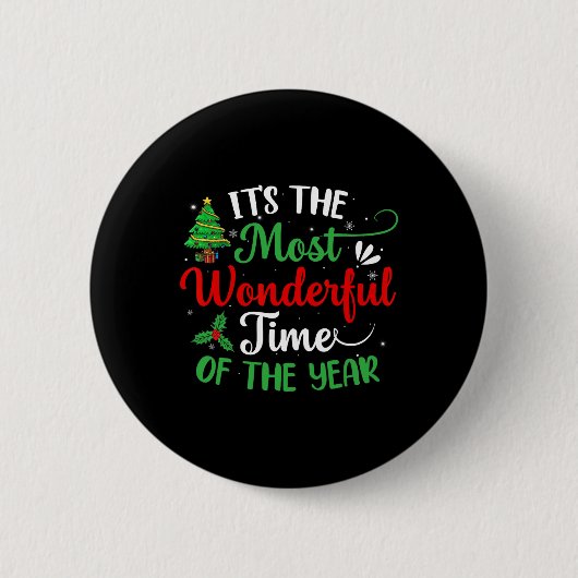 Weihnachtsbäume Es ist die wunderbarste Zeit der Button (Vorderseite)