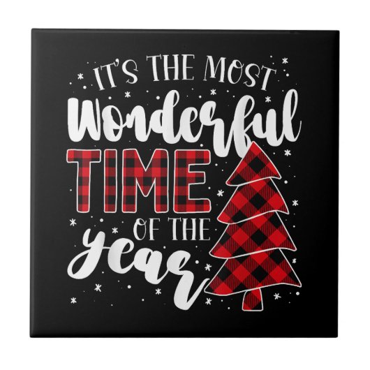 Weihnachtsbäume Es ist die wunderbarste Zeit der W Fliese (Vorderseite)