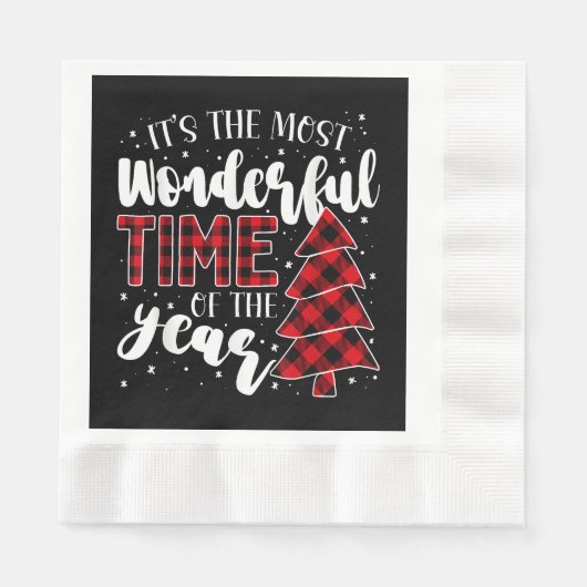 Weihnachtsbäume Es ist die wunderbarste Zeit der W Serviette (Vorderseite)