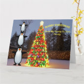 Weihnachtsbäume & Familie der Pinguine Spaß machen Karte (Gelbe Blume)
