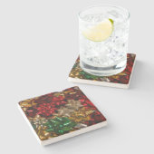 Weihnachtsbäume farbenfroher Feiertag Steinuntersetzer (Seitenansicht)