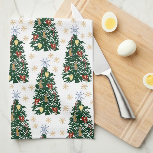 Weihnachtsbäume - Feiertag Geschirrtuch (Viertel Falte)