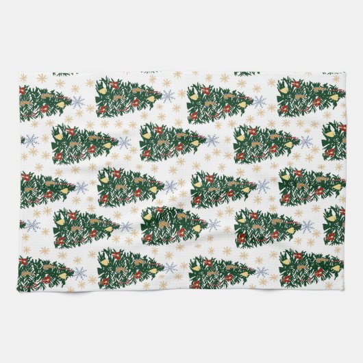 Weihnachtsbäume - Feiertag Geschirrtuch (Horizontal)