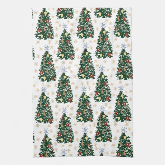 Weihnachtsbäume - Feiertag Geschirrtuch (Vertikal)