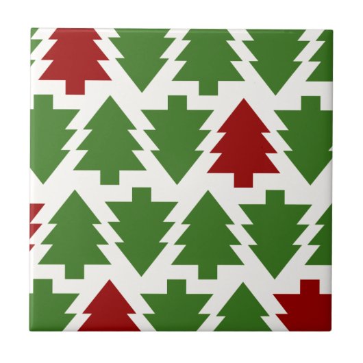 Weihnachtsbäume Feiertagsmuster Fliese (Vorderseite)