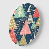 Weihnachtsbäume Festliche nahtlose Illustration. Große Wanduhr (Winkel)