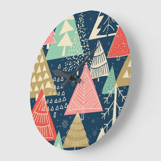 Weihnachtsbäume Festliche nahtlose Illustration. Große Wanduhr (Winkel)