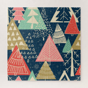 Weihnachtsbäume Festliche nahtlose Illustration. Puzzle