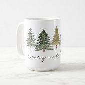 Weihnachtsbäume Froh & Hell Keramikbecher Kaffeetasse (Vorderseite Links)