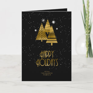 Weihnachtsbäume Frohe Feiertage Gold ID863 Feiertagskarte