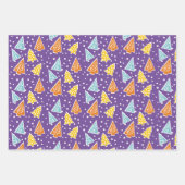 Weihnachtsbäume "Frohe Weihnachten" lila Geschenkpapier Set (Vorderseite)
