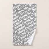 Weihnachtsbäume "Frohe Weihnachten" Schnee grau ru Badhandtuch Set (Handtuch)