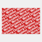 Weihnachtsbäume "Frohe Weihnachten" Schnee rot Geschenkpapier Set (Vorderseite 3)