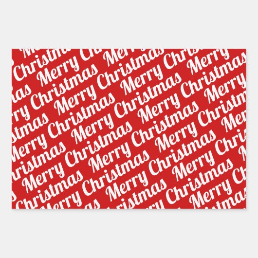 Weihnachtsbäume "Frohe Weihnachten" Schnee rot Geschenkpapier Set (Vorderseite 3)