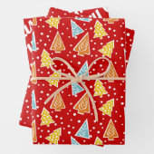 Weihnachtsbäume "Frohe Weihnachten" Schnee rot Geschenkpapier Set (Beispiel)