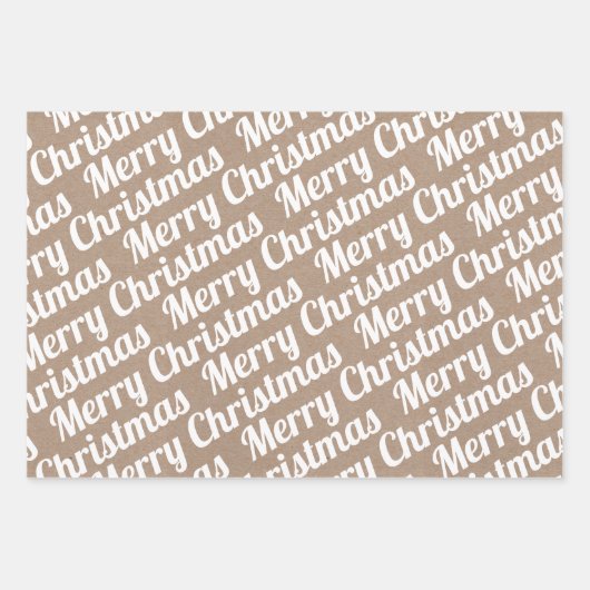 Weihnachtsbäume "Frohe Weihnachten" Schnee rustika Geschenkpapier Set (Vorderseite 3)