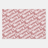 Weihnachtsbäume "Frohe Weihnachten" Schnee staubig Geschenkpapier Set (Vorderseite 3)