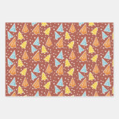 Weihnachtsbäume, "Frohe Weihnachten", Terrakotta Geschenkpapier Set (Vorderseite)