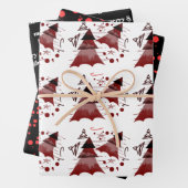 Weihnachtsbäume fröhlich und hell Polka Dots Geschenkpapier Set (Beispiel)