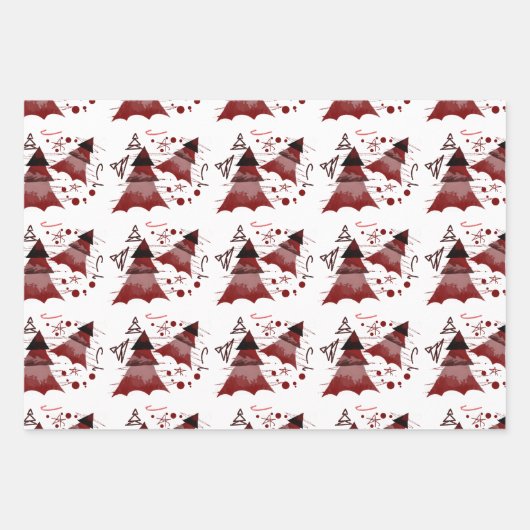 Weihnachtsbäume fröhlich und hell Polka Dots Geschenkpapier Set (Vorderseite)