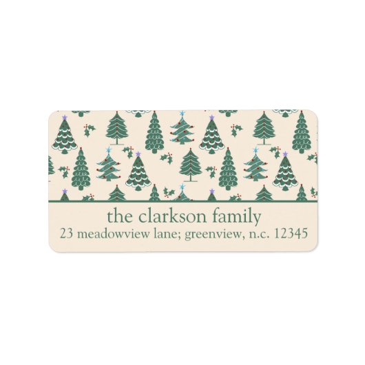 Weihnachtsbäume geben Adresse Etikett zurück Adressaufkleber (Vorne)