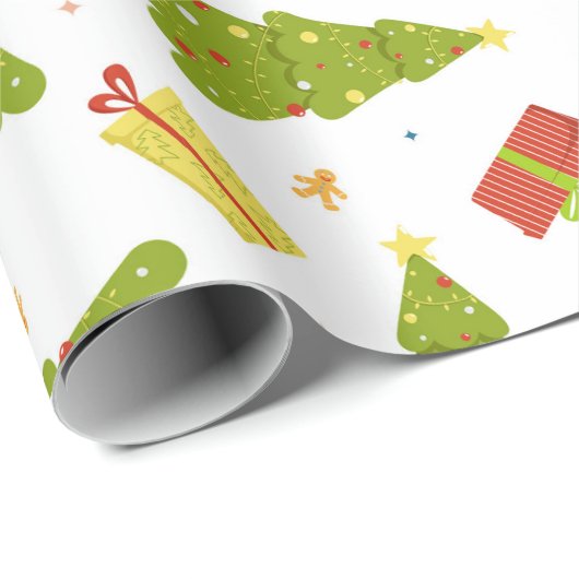 Weihnachtsbäume geben modernen Whimsical Niedliche Geschenkpapier (Rolleneckpunkt)