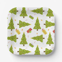 Weihnachtsbäume geben modernen Whimsical Niedliche Pappteller