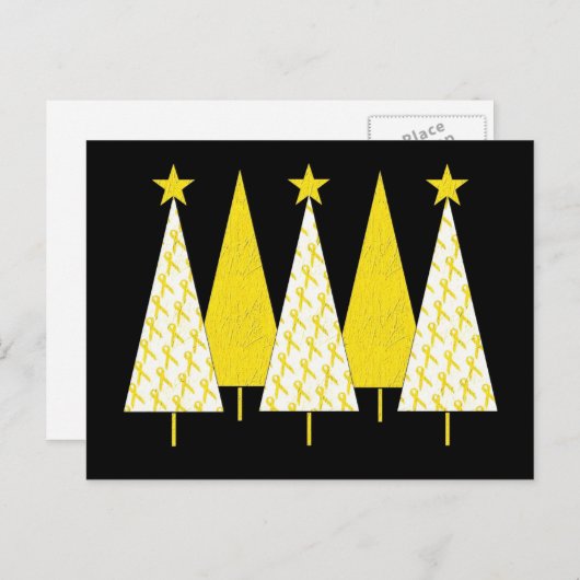 Weihnachtsbäume - Gelbes Band Feiertagspostkarte (Vorne/Hinten)