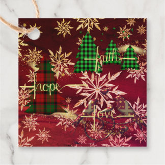 Weihnachtsbäume Glaube Hoffnung Liebe Gold Schneef Geschenkanhänger