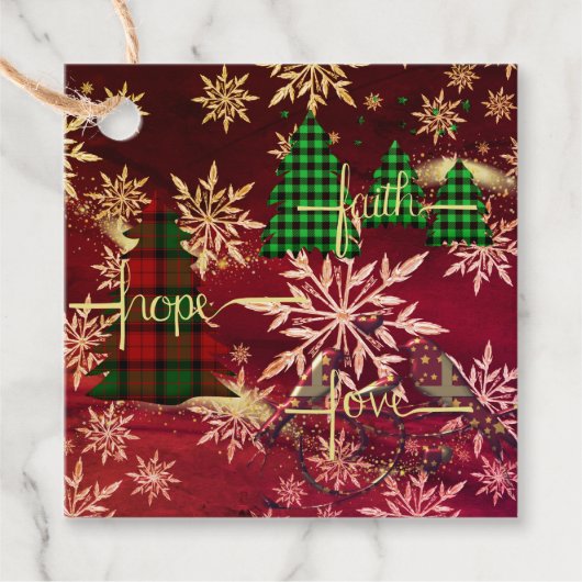 Weihnachtsbäume Glaube Hoffnung Liebe Gold Schneef Geschenkanhänger (Vorderseite)